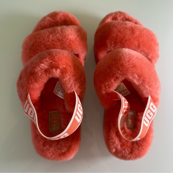UGG Oh Yeah Slide Pop Coral Womens Size 7 EUC - Picture 4 of 6